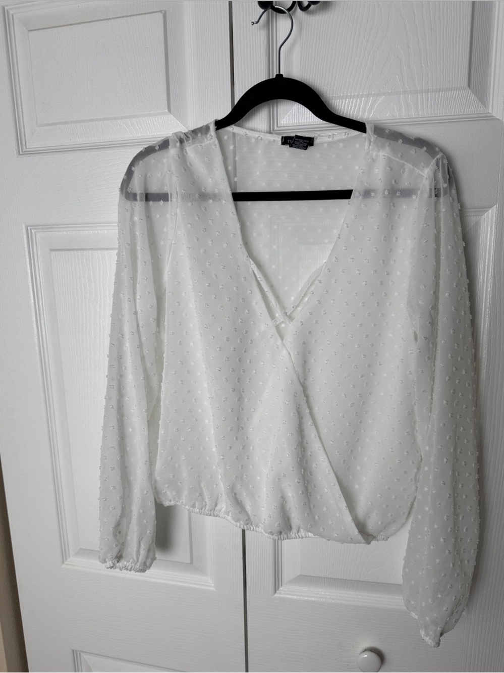 Rue21 White Sheer Dotted Wrap Blouse